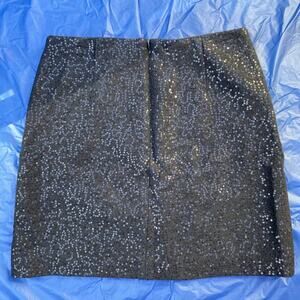Ann Taylor Black Sequin Skirt Women’s Size 4 Wool Blend Pockets Party Wear